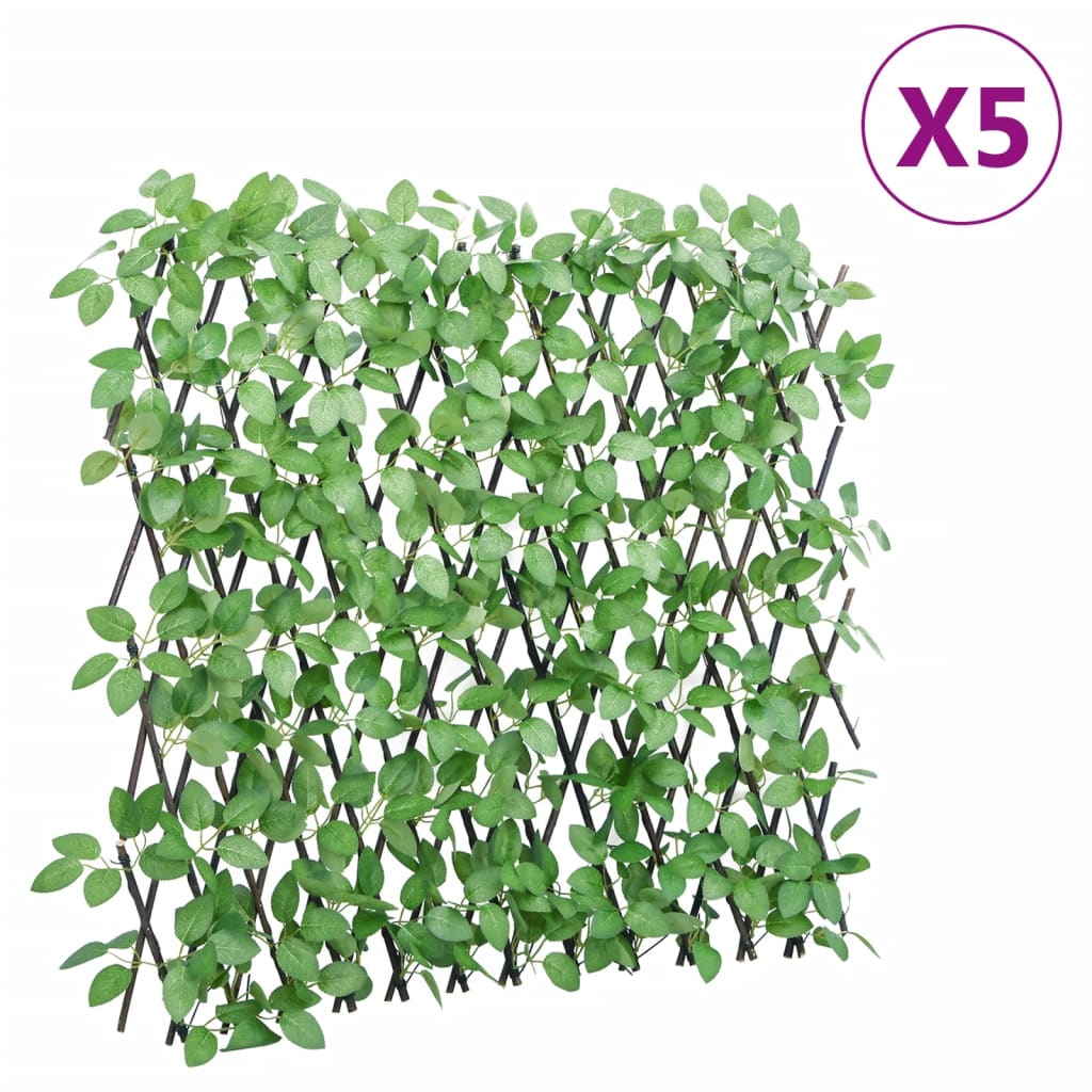 Vidaxl kunstplant klimop op latwerk 5 st uittrekbaar 180x60 cm groen