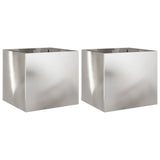 Vidaxl plantenbakken 2 st 32x30x29 cm roestvrij staal zilverkleurig - afbeelding 2
