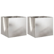 Vidaxl plantenbakken 2 st 32x30x29 cm roestvrij staal zilverkleurig - afbeelding 2