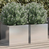 Vidaxl plantenbakken 2 st 32x30x29 cm roestvrij staal zilverkleurig - afbeelding 1