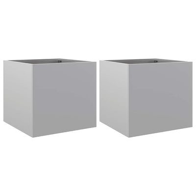 Vidaxl plantenbakken 2 st 32x30x29 cm gegalvaniseerd staal zilverkleur