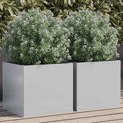 Vidaxl plantenbakken 2 st 32x30x29 cm gegalvaniseerd staal zilverkleur - afbeelding 1