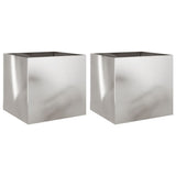 Vidaxl plantenbakken 2 st 42x40x39 cm roestvrij staal zilverkleurig - afbeelding 2