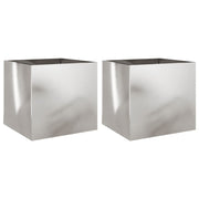 Vidaxl plantenbakken 2 st 42x40x39 cm roestvrij staal zilverkleurig - afbeelding 2