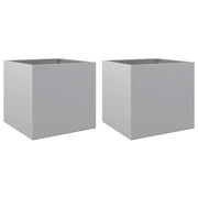 Vidaxl plantenbakken 2 st 42x40x39 cm gegalvaniseerd staal zilverkleur - afbeelding 2