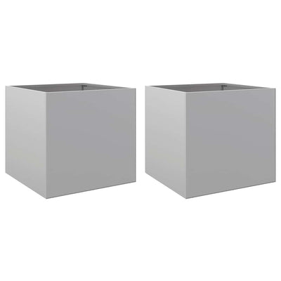 Vidaxl plantenbakken 2 st 42x40x39 cm gegalvaniseerd staal zilverkleur