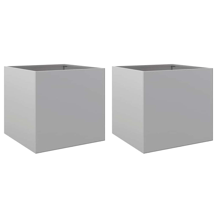 Vidaxl plantenbakken 2 st 42x40x39 cm gegalvaniseerd staal zilverkleur