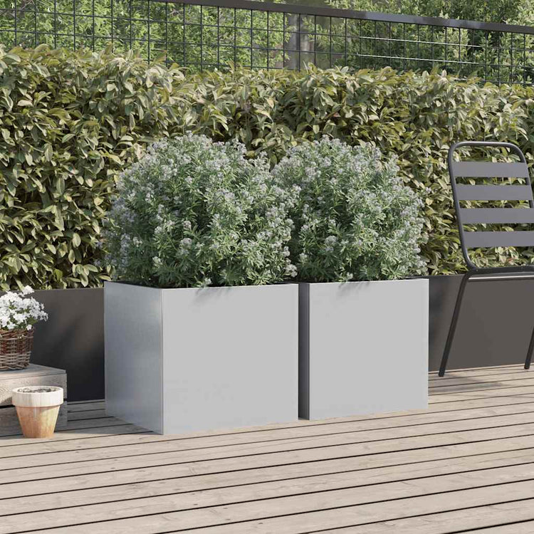 Vidaxl plantenbakken 2 st 42x40x39 cm gegalvaniseerd staal zilverkleur