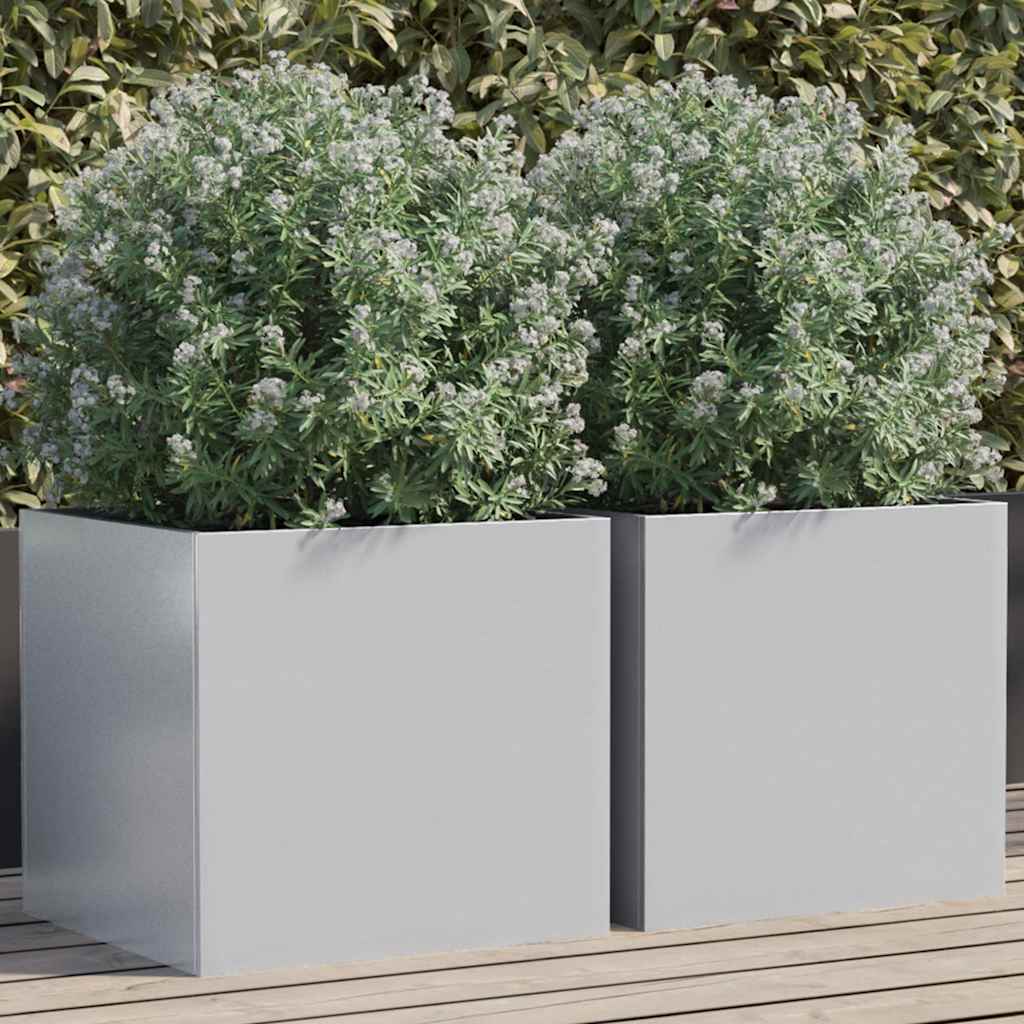 Vidaxl plantenbakken 2 st 42x40x39 cm gegalvaniseerd staal zilverkleur