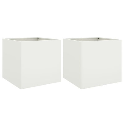 Vidaxl plantenbakken 2 st 49x47x46 cm staal wit