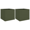 Vidaxl plantenbakken 2 st 49x47x46 cm staal olijfgroen