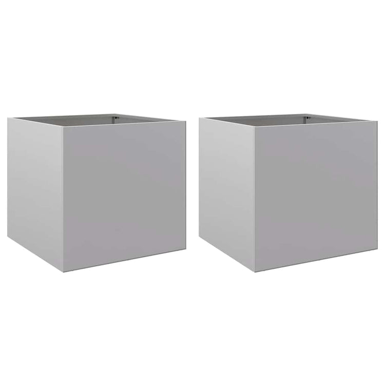 Vidaxl plantenbakken 2 st 49x47x46 cm gegalvaniseerd staal zilverkleur