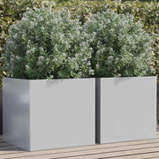 Vidaxl plantenbakken 2 st 49x47x46 cm gegalvaniseerd staal zilverkleur - afbeelding 1