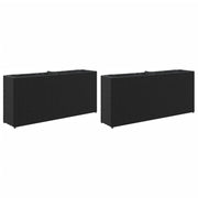 Vidaxl plantenbakken met 2 potten 2 st 90x20x40 cm poly rattan zwart - afbeelding 2