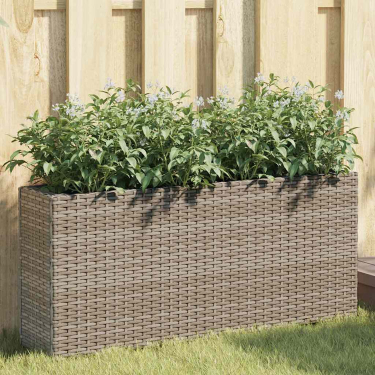 Vidaxl plantenbakken met 2 potten 2 st 90x20x40 cm poly rattan grijs