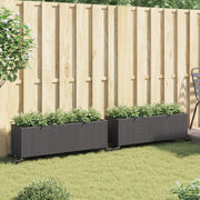 Vidaxl plantenbakken met wielen 2 st 107x32x38 cm poly rattan zwart - afbeelding 3