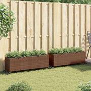Vidaxl plantenbakken met wielen 2 st 107x32x38 cm poly rattan bruin - afbeelding 3