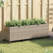 Vidaxl plantenbakken met wielen 2 st 107x32x38 cm poly rattan grijs - afbeelding 1