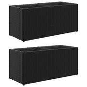 Vidaxl plantenbakken met 2 potten 2 st 72x30x32 cm poly rattan zwart - afbeelding 2