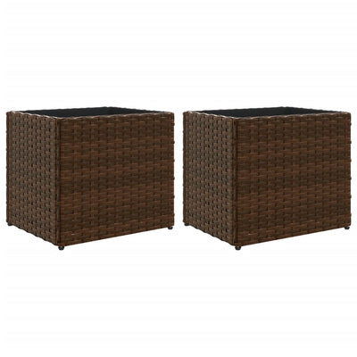 Vidaxl plantenbakken 2 st 36x30x32 cm poly rattan bruin