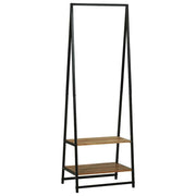 Vidaxl kledingrek met plank zwart 60 x 45 x 180 cm massief acaciahout - afbeelding 1