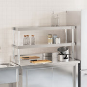 Vidaxl verhoging voor werktafel 2-laags 110x30x65 cm roestvrij staal - afbeelding 3