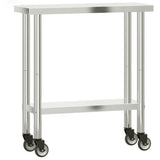 Vidaxl keukenwerktafel met wielen 82,5x30x85 cm roestvrij staal - afbeelding 2
