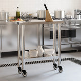 Vidaxl keukenwerktafel met wielen 82,5x30x85 cm roestvrij staal - afbeelding 3