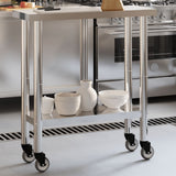 Vidaxl keukenwerktafel met wielen 82,5x30x85 cm roestvrij staal - afbeelding 1