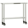 Vidaxl keukenwerktafel met wielen 110x30x85 cm roestvrij staal