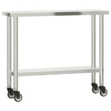 Vidaxl keukenwerktafel met wielen 110x30x85 cm roestvrij staal - afbeelding 2