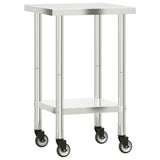 Vidaxl keukenwerktafel met wielen 55x55x85 cm roestvrij staal - afbeelding 2