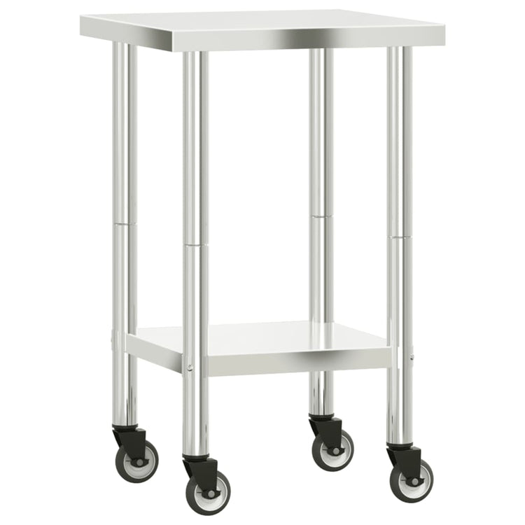 Vidaxl keukenwerktafel met wielen 55x55x85 cm roestvrij staal