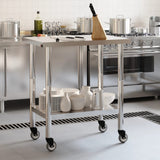 Vidaxl keukenwerktafel met wielen 82,5x55x85 cm roestvrij staal - afbeelding 3
