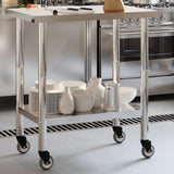 Vidaxl keukenwerktafel met wielen 82,5x55x85 cm roestvrij staal - afbeelding 1