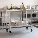 Vidaxl keukenwerktafel met wielen 110x55x85 cm roestvrij staal - afbeelding 3