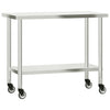Vidaxl keukenwerktafel met wielen 110x55x85 cm roestvrij staal