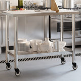 Vidaxl keukenwerktafel met wielen 110x55x85 cm roestvrij staal - afbeelding 1