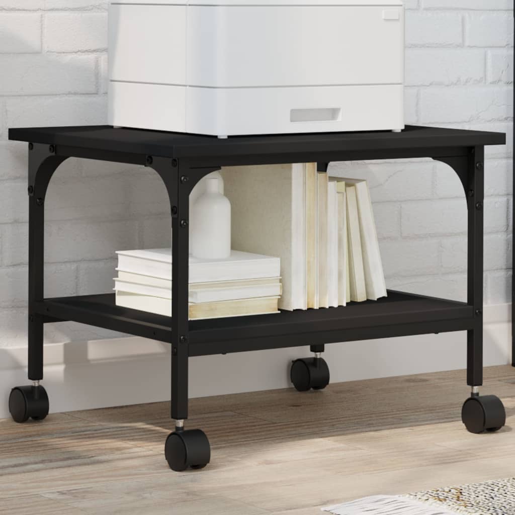 Vidaxl printerkastje 2-laags 50x40x38 cm bewerkt hout zwart