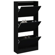Vidaxl schoenenkast 60x21x125,5 cm bewerkt hout zwart - afbeelding 1