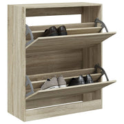 Vidaxl schoenenkast 80x34x96,5 cm bewerkt hout sonoma eikenkleurig - afbeelding 1