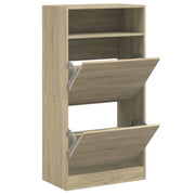 Vidaxl schoenenkast 60x34x116 cm bewerkt hout sonoma eikenkleurig - afbeelding 2
