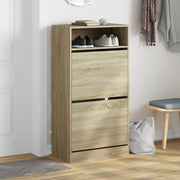 Vidaxl schoenenkast 60x34x116 cm bewerkt hout sonoma eikenkleurig - afbeelding 3