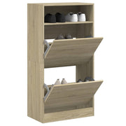 Vidaxl schoenenkast 60x34x116 cm bewerkt hout sonoma eikenkleurig - afbeelding 1