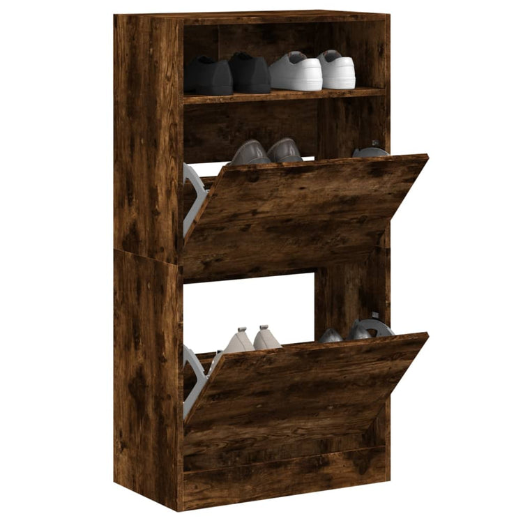 Vidaxl schoenenkast 60x34x116 cm bewerkt hout gerookt eikenkleurig