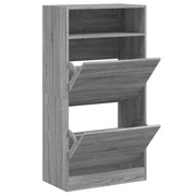 Vidaxl schoenenkast 60x34x116 cm bewerkt hout grijs sonoma eikenkleur - afbeelding 2