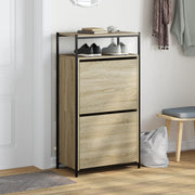 Vidaxl schoenenkast 60x34x112 cm bewerkt hout sonoma eikenkleurig - afbeelding 3