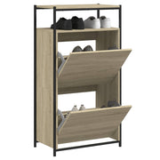 Vidaxl schoenenkast 60x34x112 cm bewerkt hout sonoma eikenkleurig - afbeelding 1
