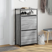 Vidaxl schoenenkast 60x34x112 cm bewerkt hout grijs sonoma eikenkleur - afbeelding 3