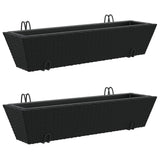 Vidaxl plantenbakken 2 st met haken poly rattan zwart - afbeelding 2